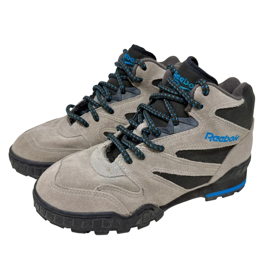 Vintage Reebok RA 308 WFC Men's 7 Grey Blue Suede Trail Hiking Boots Retro 90s